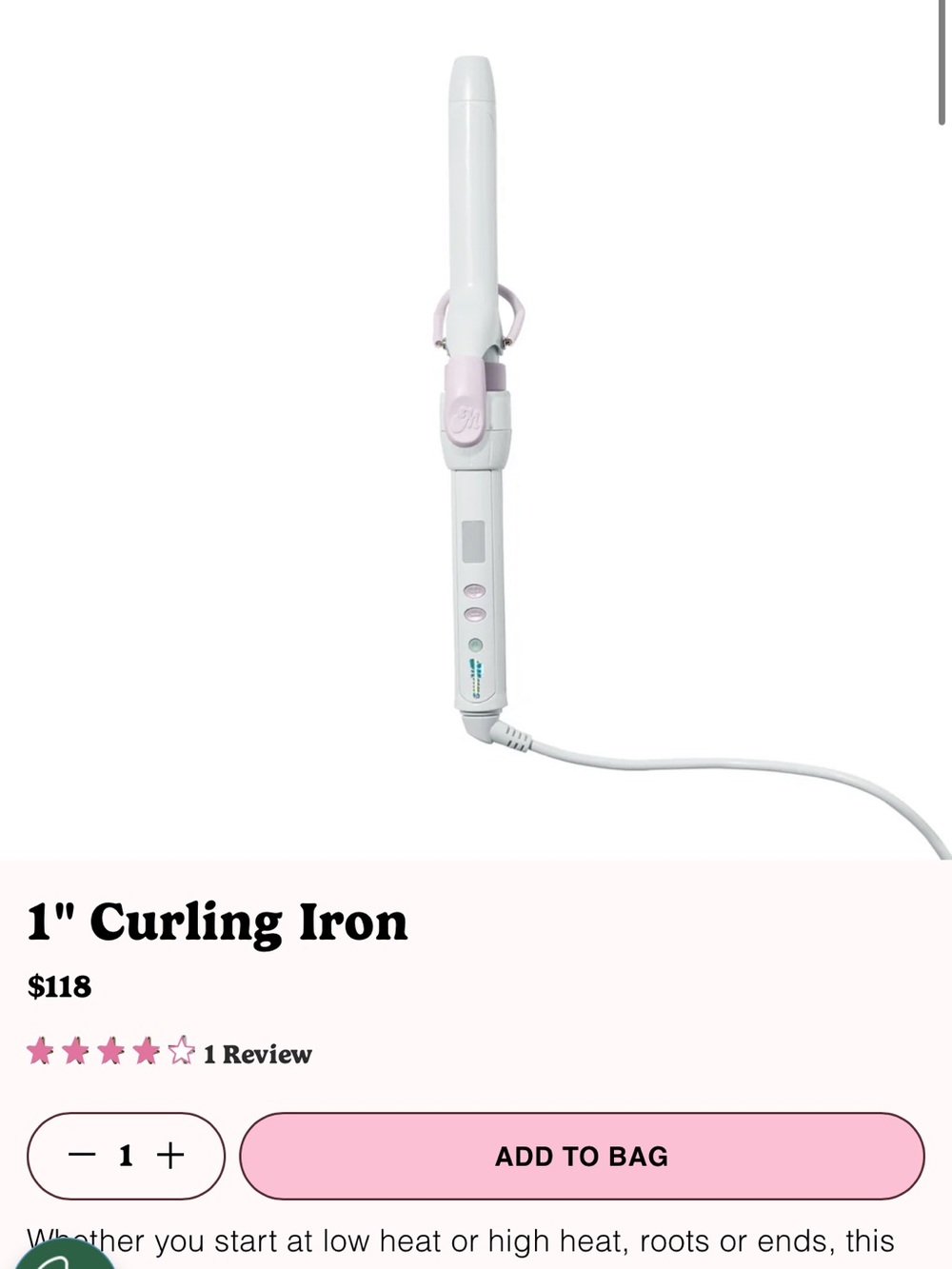 MANE 1" White and Light Pink Curling Iron - Professional Styling Tool